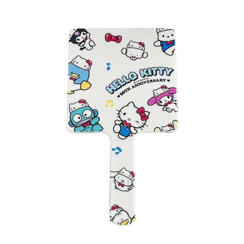 Cute cartoon-style minimalist handle mirror, high-end and convenient makeup mirror, girly little handheld makeup mirror